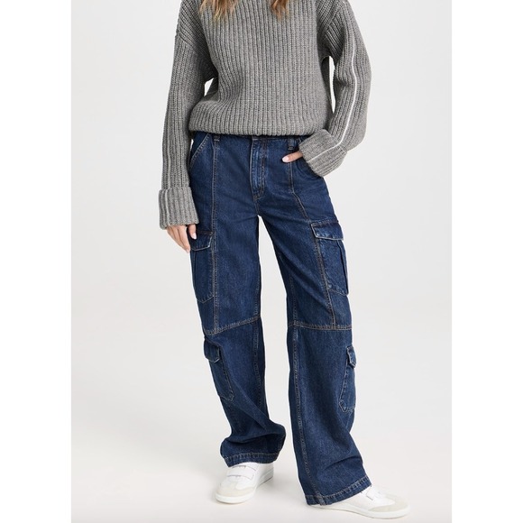 rag & bone Denim - RAG & BONE Cailyn Cargo Wide Leg Utility Jeans in Ari